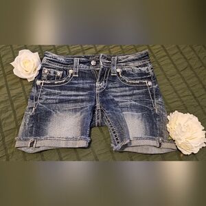 Miss Me Size 8 Girls Shorts Bedazzled Faded Design